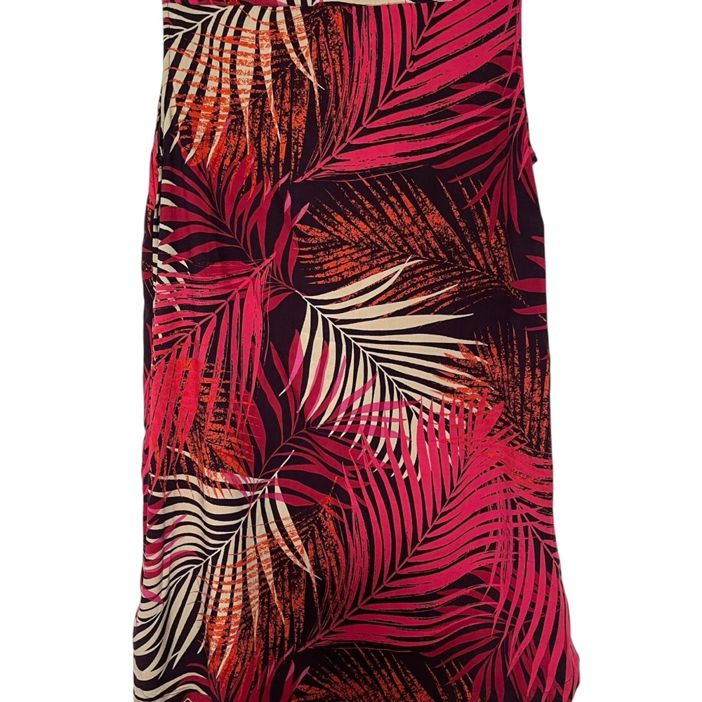 beach lunch lounge Palm Leaf Sun Dress Midi Women 1X Beachy Summer Flowy Orange - Picture 4 of 9